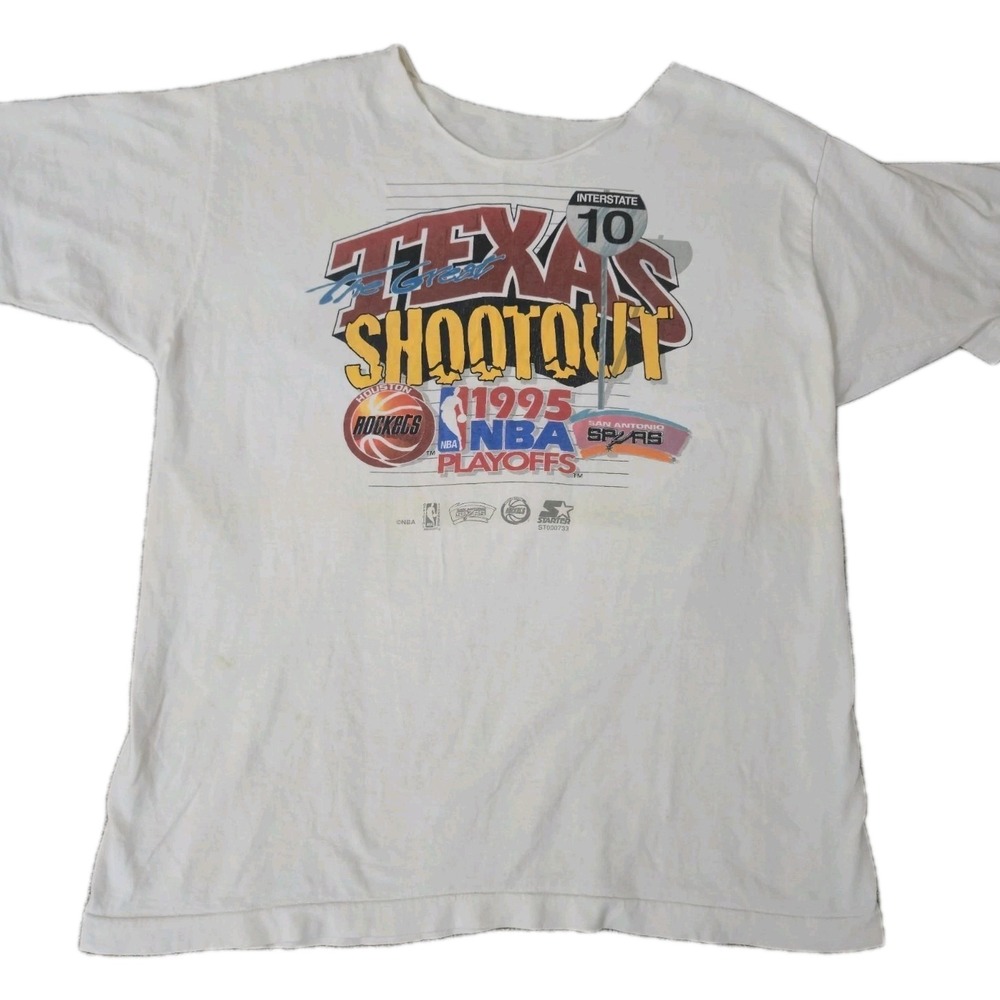 Houston Rockets vs Spurs 'The Great Texas Shootout' 1995 Playoff T-Shirt Sz XL